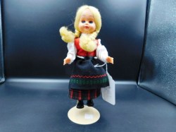 9'' NORWAY CASTLE HANDMADE DOLL WOVEN GARMENTS BLONDE PIGTAILS IN BOX